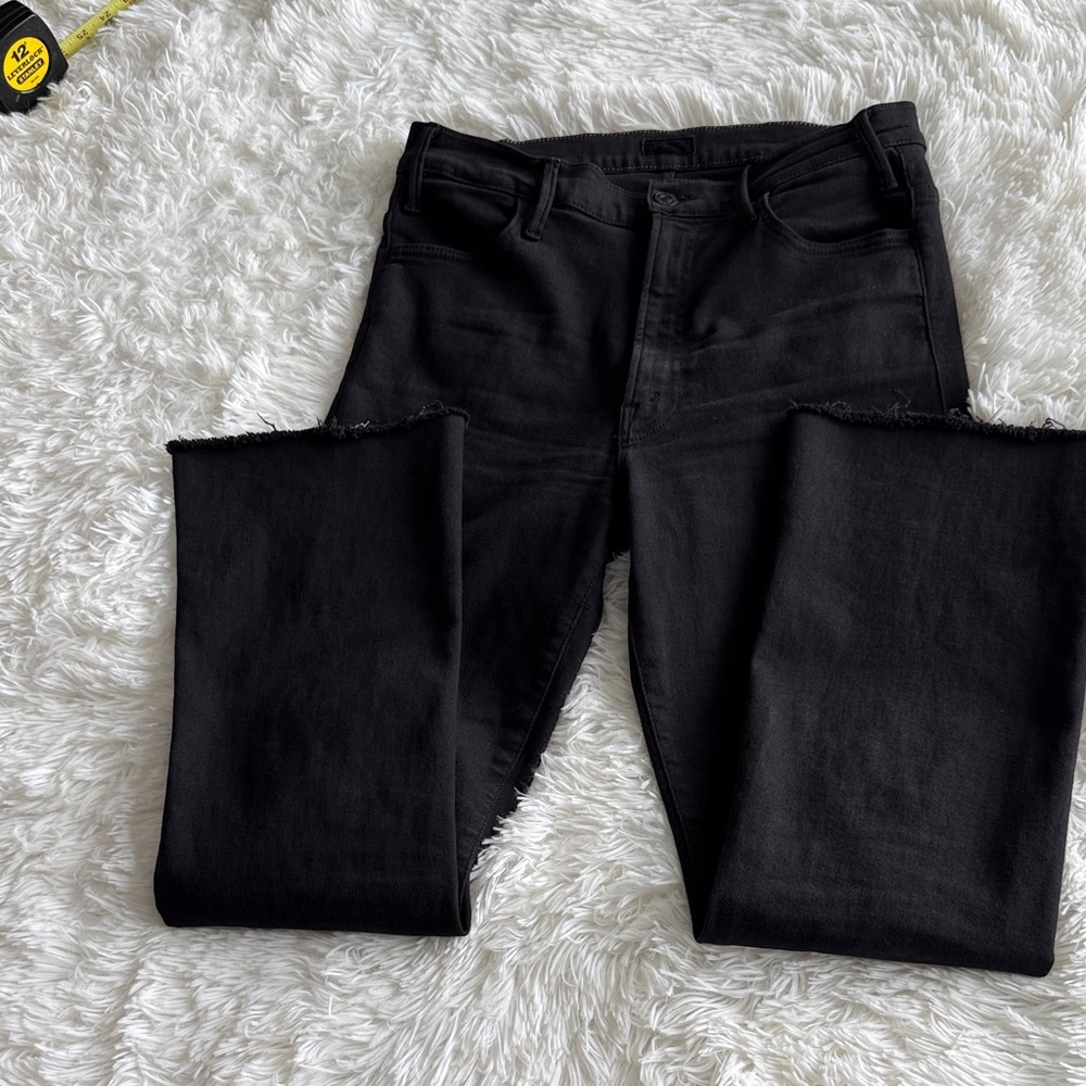 MOTHER The Hustler Ankle Fray Faded Black